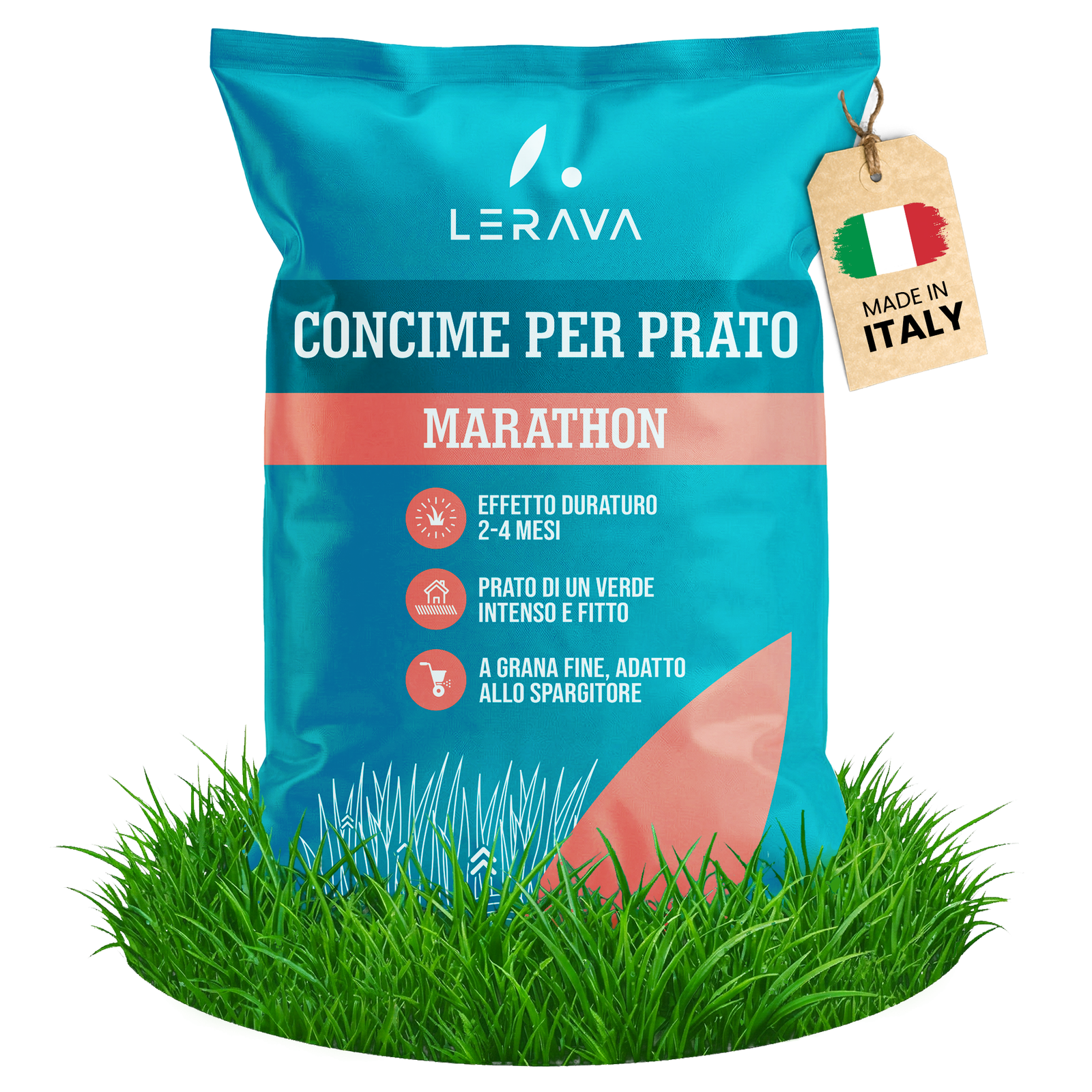 Envase de fertilizante LERAVA Marathon para césped