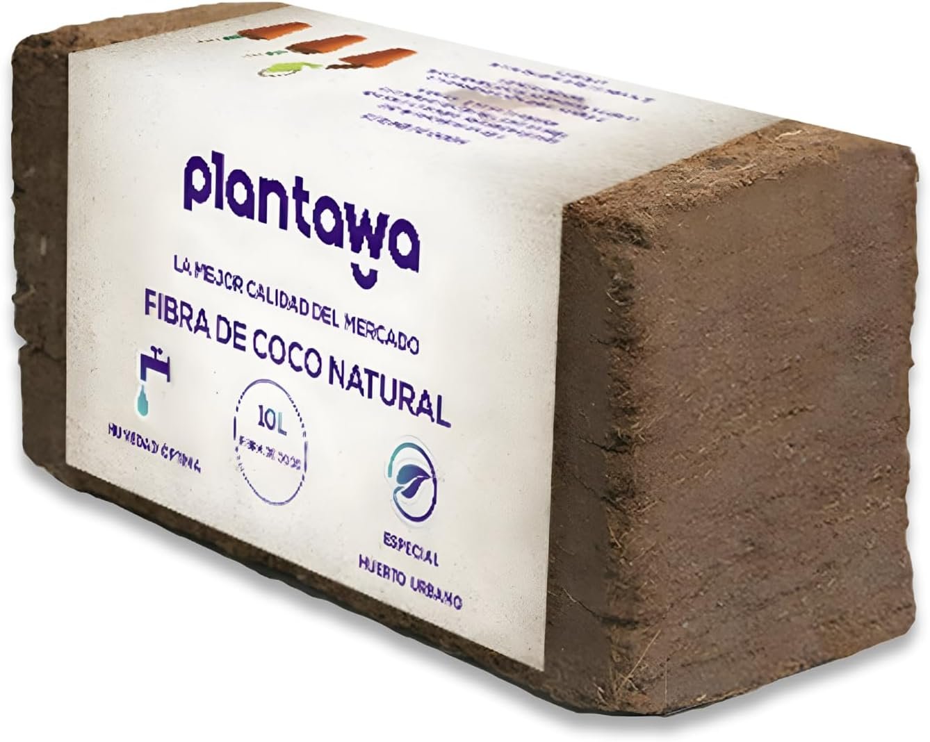 Bloque prensado PLANTAWA de fibra de coco de 10 L