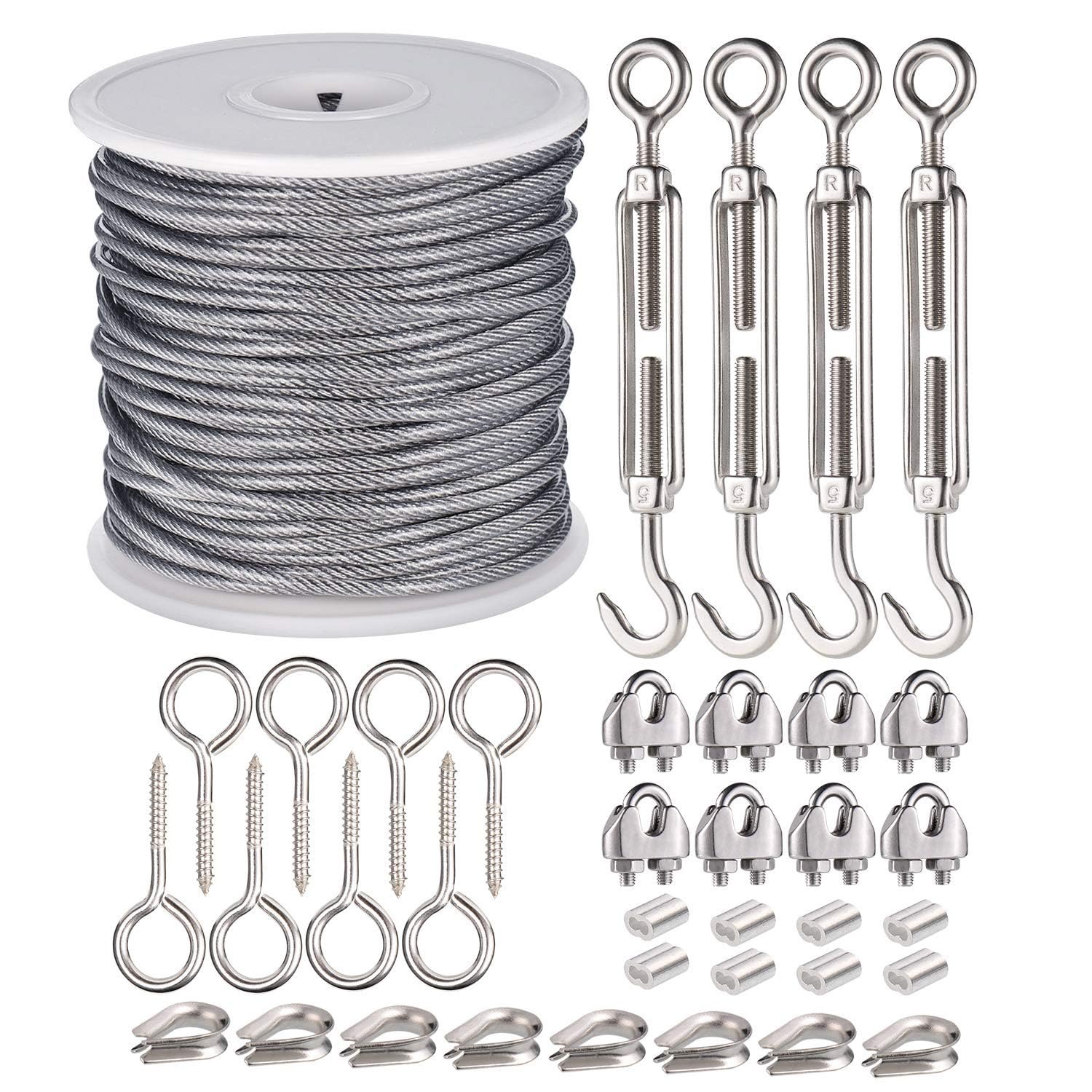 Kit JIZZU de cable de acero inoxidable con tensores