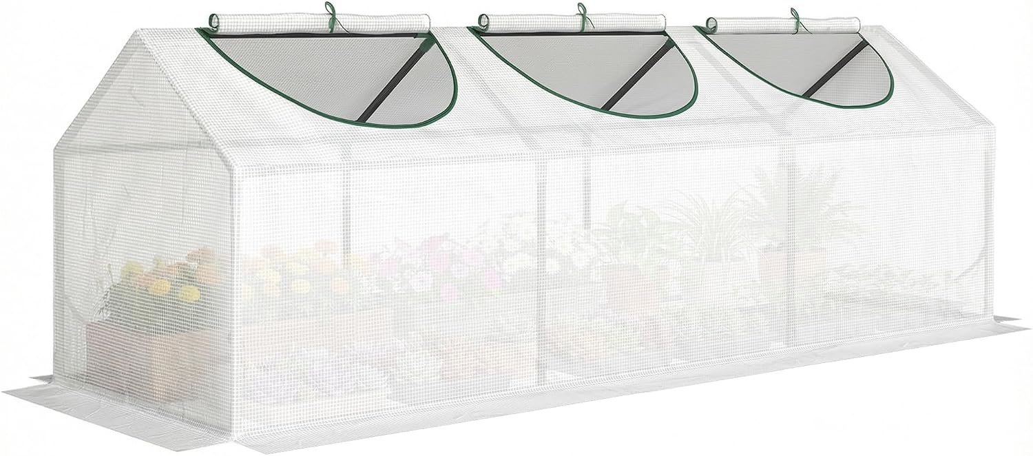 Miniinvernadero Outsunny con tres ventanas enrollables