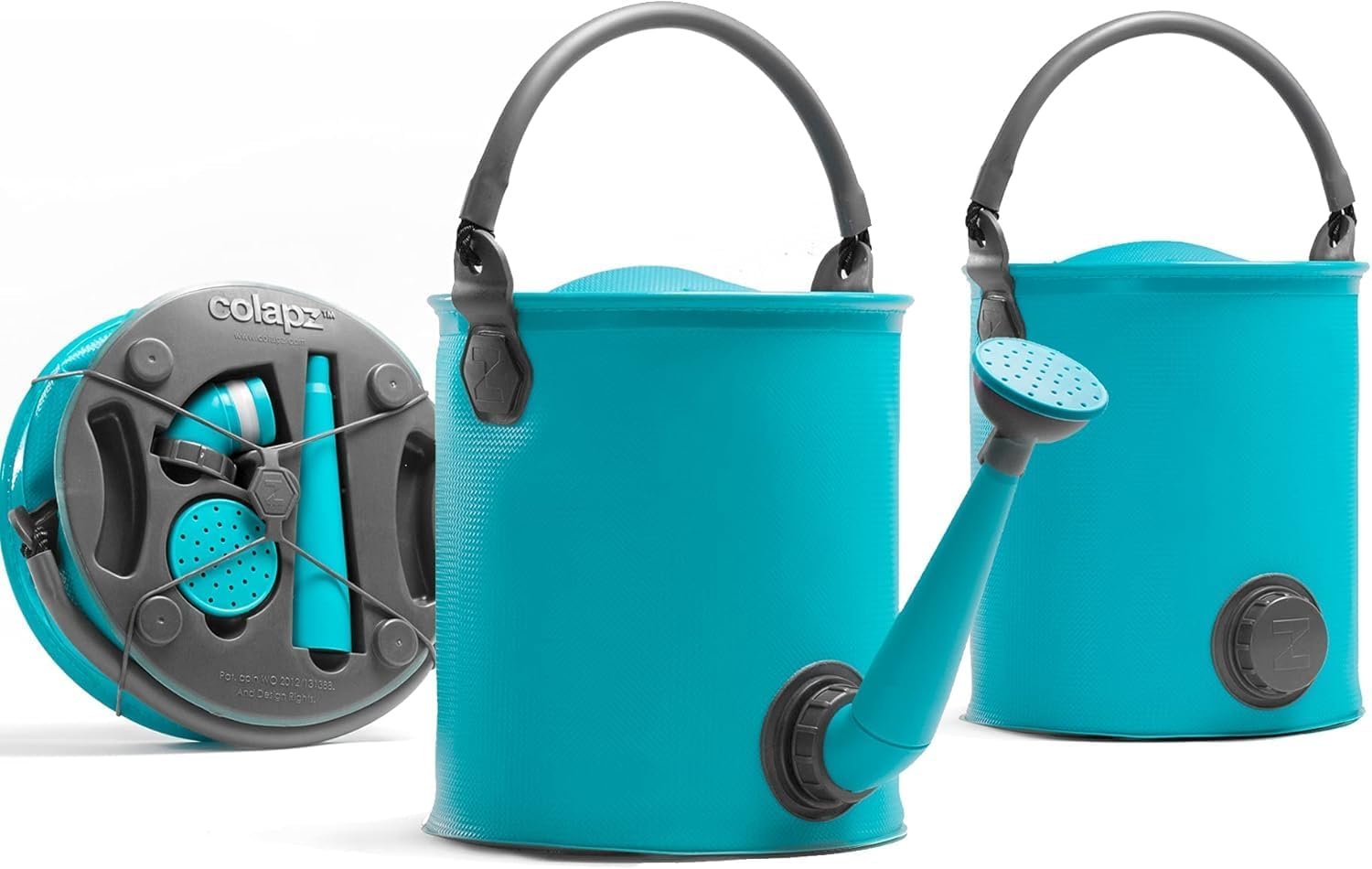Regadera plegable Colapz junto a cubo plegable