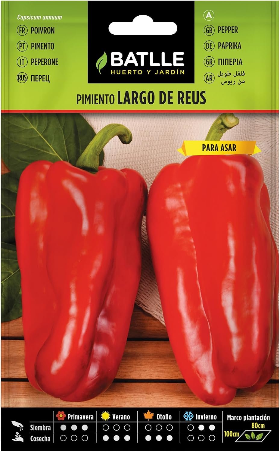 Sobre de semillas Batlle de pimiento Largo de Reus