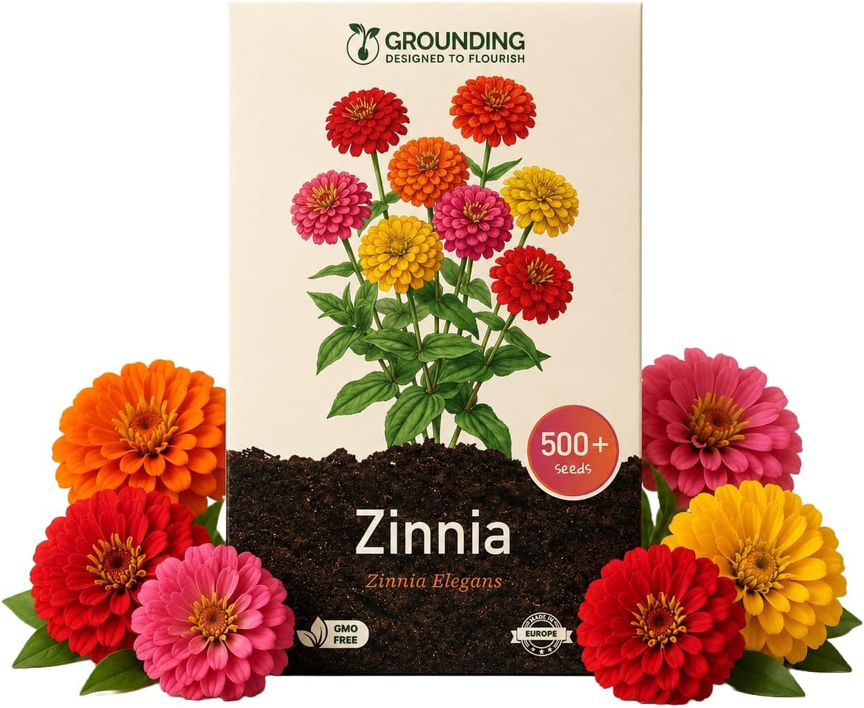Envase Grounding de semillas de zinnia Zinnita Mix