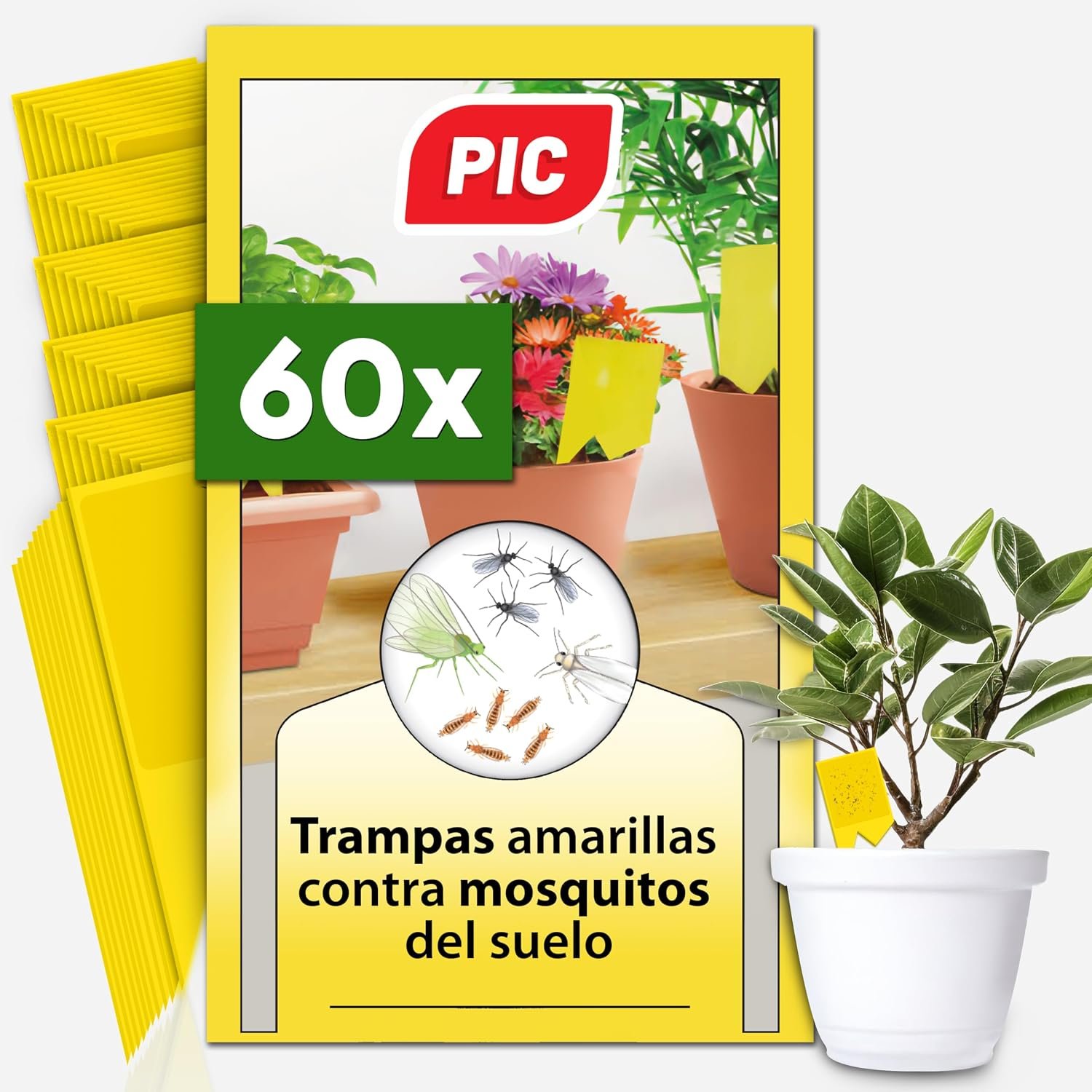 Láminas adhesivas amarillas PIC para seguimiento de insectos